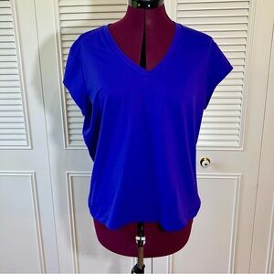 Spa by Chico's Vibrant Blue V-Neck Blouse 2 Large